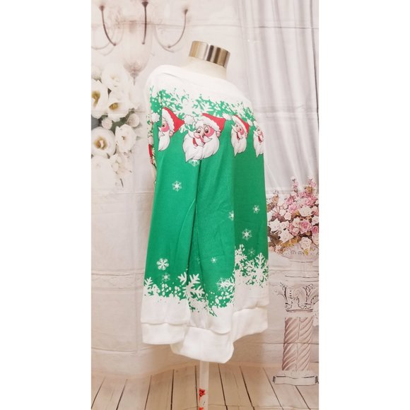 Christmas Women Jumper Sweater Off Shoulder Long Sleeve Pullover Top Sweatshirt - Picture 9 of 9